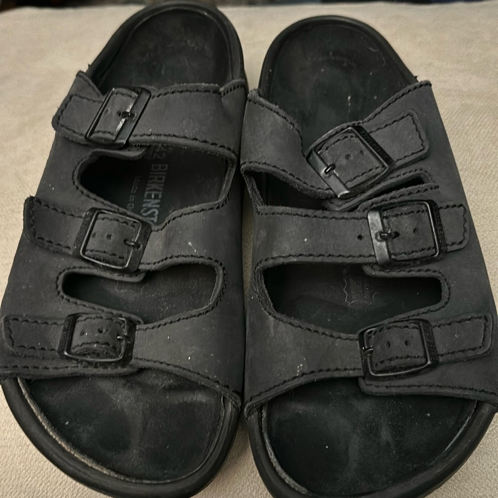 Navy blue 3 strap Birkenstocks